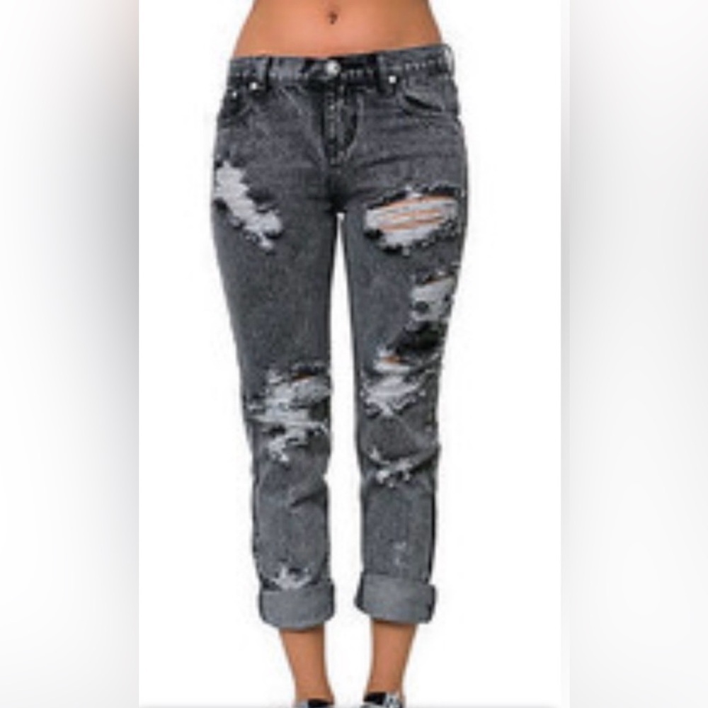 One by One Teaspoon Melrose Awesome Baggies in Grey. Size 24